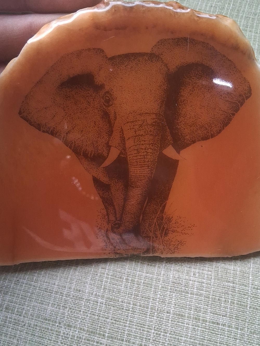 Vintage Orange Elephant Resin Bookend Decorative Accent for Home Office